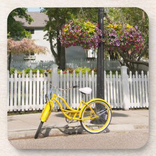 VS, Michigan, Mackinac Island. Gele fiets Bier Onderzetter
