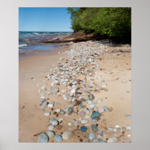 VS, Michigan. Pebbles Along 12 miljoen strand Poster