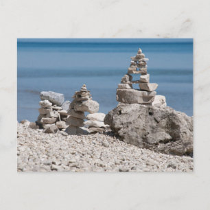 VS, Michigan. Stenen Torens Op Het Strand Briefkaart