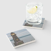 VS, Michigan. vuurtoren van de werf Stenen Onderzetter (Zijkant)