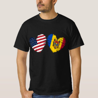 VS Moldavië Vlag Hart Moldavisch Amerikaans T-shirt