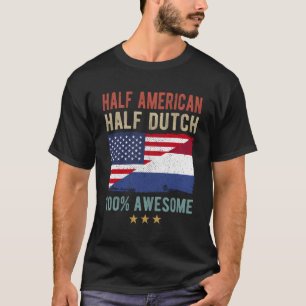 VS Nederland Vlag Half Amerikaans Half Nederlands T-shirt