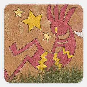 VS, New Mexico, Santa Fe. Muurmuurschildering van  Vierkante Sticker