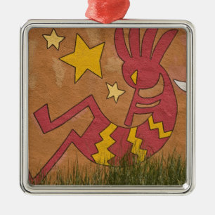 VS, New Mexico, Santa Fe. Muurschildering van een Metalen Ornament
