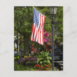 VS, New York, Lewiston. Amerikaanse vlag bevestigd Briefkaart