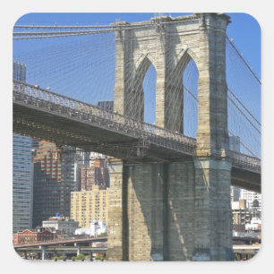 VS, New York, New York City. Brooklyn Bridge Vierkante Sticker