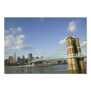 VS, Ohio, Cincinnati: Roebling Suspension 2 Foto Afdruk