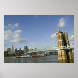 VS, Ohio, Cincinnati: Roebling Suspension 2 Poster