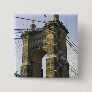 VS, Ohio, Cincinnati: Roebling Suspension Vierkante Button 5,1 Cm