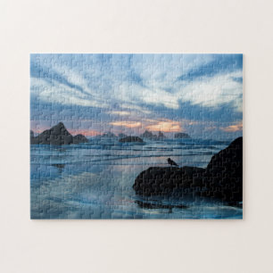 VS, Oregon, Bandon Beach. Zeemeeuw op rots Legpuzzel