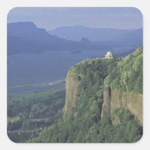 VS, Oregon, Columbia River Gorge NSA. Uitzicht op Vierkante Sticker