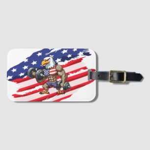 VS/patriottisch gewichtheffen Amerikaanse zeearend Bagagelabel