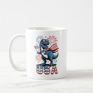 VS Patriottische Amerikaanse Vlag 4 Juli Dinosauru Koffiemok