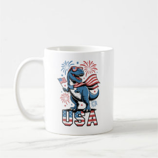 VS Patriottische Amerikaanse Vlag 4 Juli Dinosauru Koffiemok