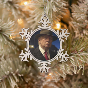 VS-president Donald Trump Peetoomboom Tin Sneeuwvlok Ornament