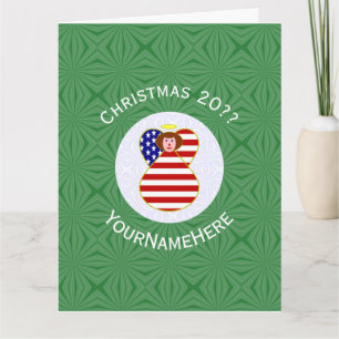 VS Rode Haar Engel Kerst Vlag Persoonlijk Kaart