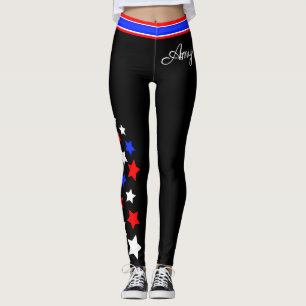VS - Rode witte en blauwe sterren (Jouw naam) Leggings