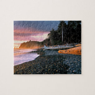 VS, staat Washington, Olympic NP. Golven spoelen t Legpuzzel