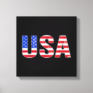 VS T-shirt Patriotische Amerikaanse Vlag Mannen Vr Canvas Afdruk