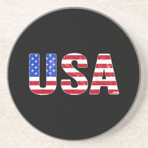 VS T-shirt Patriotische Amerikaanse Vlag Mannen Vr Zandsteen Onderzetter