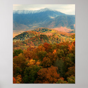 VS, Tennessee. Uitzicht op besneeuwde Mount Lecont Poster