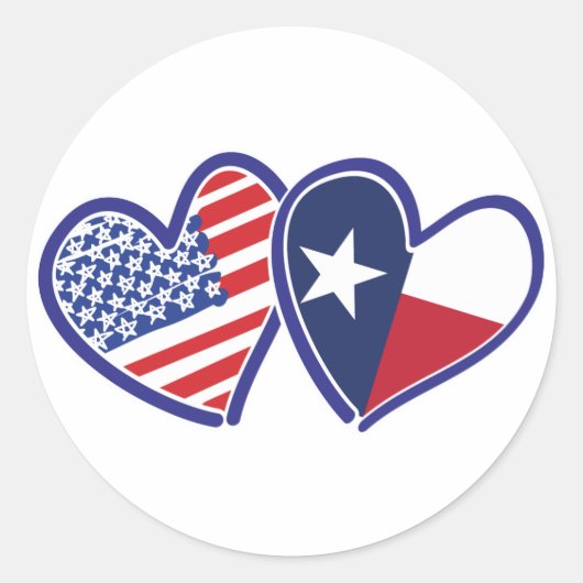 VS-Texas-Flag-Heart Ronde Sticker (Voorkant)