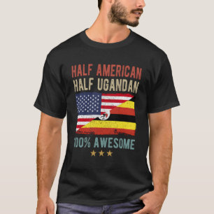 VS Uganda Vlag Half Amerikaans Half Ugandan T-shirt