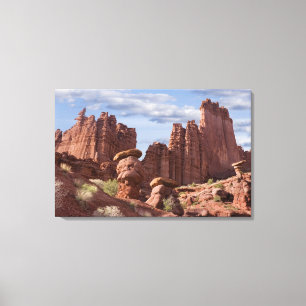VS, Utah. Uitzicht op Fisher Towers. Credit als: D Canvas Afdruk