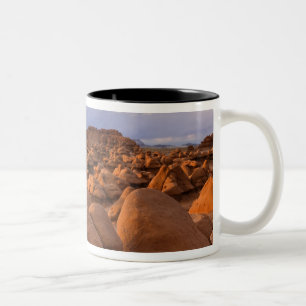 VS; Utah. Uitzicht op Goblin Valley State Park bij Tweekleurige Koffiemok