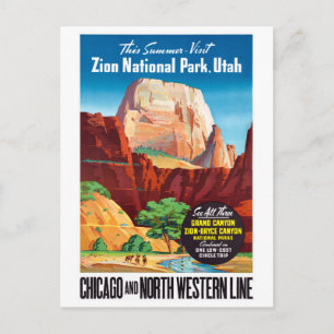 VS Utah Vintage Travel Poster teruggezet Briefkaart