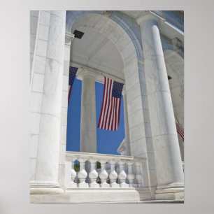 VS, VA, Arlington. Amerikaanse vlaggen hangen Poster