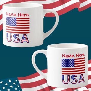 VS Verenigde Staten Amerika Vlag Rood Personalisat Espresso Kop