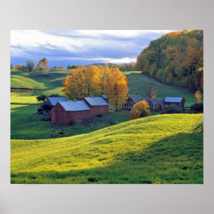 VS, Vermont, Jenne Farm. Rollende groene heuvels Poster