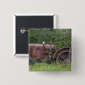 VS, Vermont, MANCHESTER: Antiek Boerderij tractor Vierkante Button 5,1 Cm (Voorkant /achterkant)