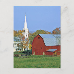 VS, Vermont, Peacham. Een rode schuur en wit Briefkaart
