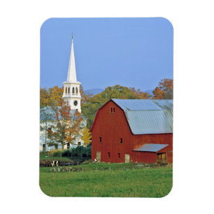 VS, Vermont, Peacham. Een rode schuur en witte Magneet