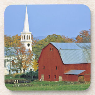 VS, Vermont, Peacham. Een rode schuur en witte Onderzetter