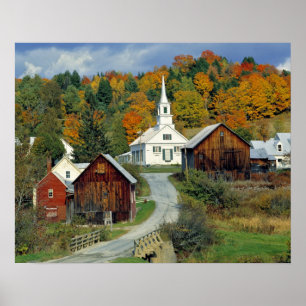 VS, Vermont, Waits River. Herfst foliage voegt toe Poster