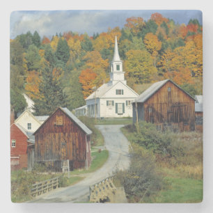 VS, Vermont, Waits River. Herfstblad toevoegt Stenen Onderzetter