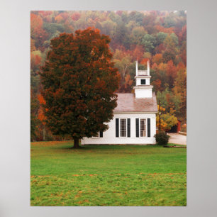 VS, Vermont, West-Arlington, Chapel in Herfst Poster