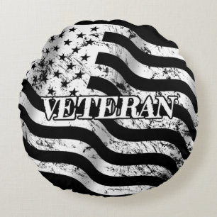 VS-veteraan - witte vintage Rond Kussen
