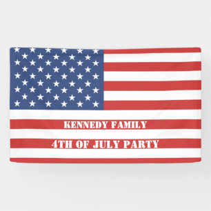 VS-vlag 4 juli sterren en strepen familienaam Spandoek