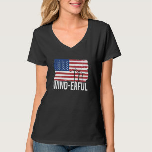 VS-vlag Amerika Vlag Wind Krachtige Windturbine E T-shirt