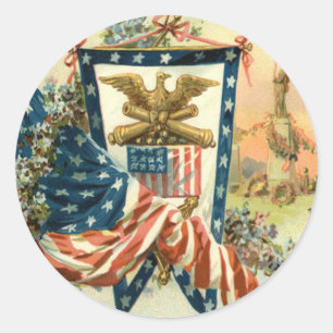VS Vlag Bloem Burgeroorlog Adelaar Memorial Day Ronde Sticker