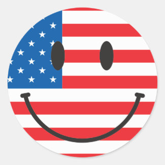 VS-vlag gelukkig gezicht Ronde Sticker