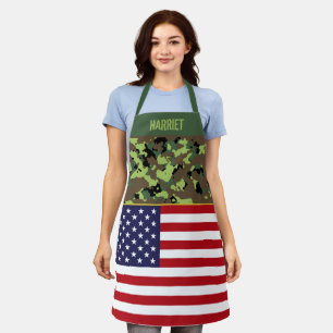 VS-vlag groene Camo op maat Schort