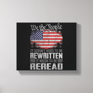 VS-vlag Grondwet van de VS moet opnieuw worden gel Canvas Afdruk