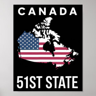 Vs Vlag Kaart Canada 51e Staat Poster