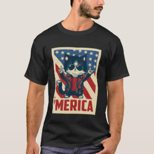 VS Vlag Kat 4 juli Mannen Vrouwen Kinderen Grappig T-shirt