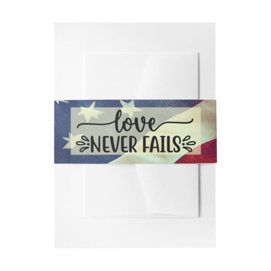 VS Vlag Liefde Nooit Fails Bruiloft Bijbel Verse Uitnodigingen Wikkel (Voorkant Voorbeeld)